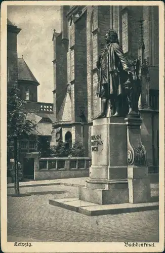 Ansichtskarte Leipzig Partie am Bachdenkmal Thomaskirche 1913 