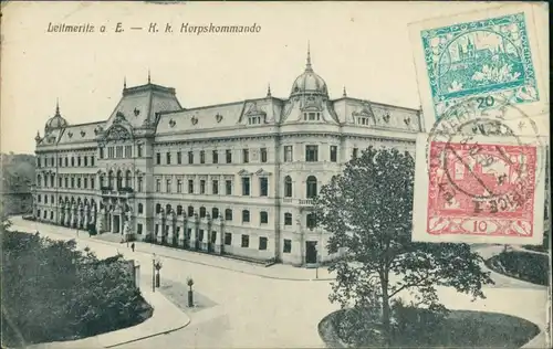 Postcard Leitmeritz Litoměřice KuK Korpskommando 1917 