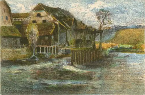 Ansichtskarte Haynsburg-Wetterzeube Haynyburger Mühle (Künstlerkarte) 1922 