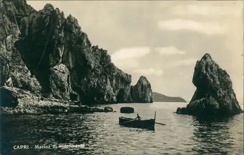 Cartoline Capri Ruderboot an den Klippen 1929