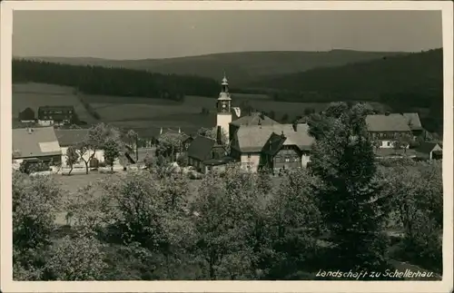 Schellerhau-Altenberg (Erzgebirge) Panorama Lansdschaft mit Kirche 1929