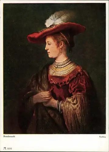 Ansichtskarte  Künstlerkarte von Rembrandt: Saskia (Kassel) 1955