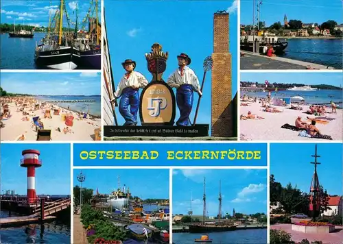 Eckernförde Egernførde |  Eckernföör Strand, Hafen, Fischerbotte 1990