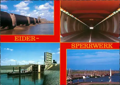 Ansichtskarte Wesselburenerkoog Eidersperrwerk und Abschlussdamm 1992