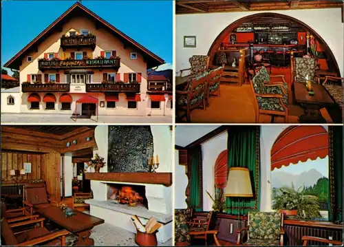 Ansichtskarte Garmisch-Partenkirchen Hotel Zugspitz: Kamin, Räume 1973