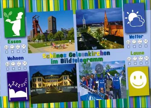 Ansichtskarte Gelsenkirchen Bildtelegramm, Schalke 04, Zeche 2000