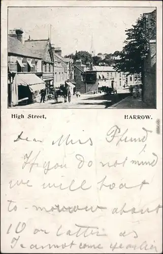 Postcard Harrow-London High Street 1906 