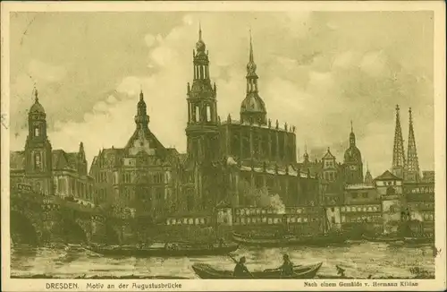 Ansichtskarte Innere Altstadt-Dresden Panorama - Künstlerkarte 1919