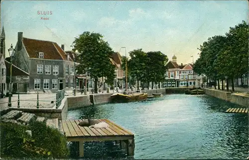 Postkaart Sluis Kade, Kanal und Straße 1914