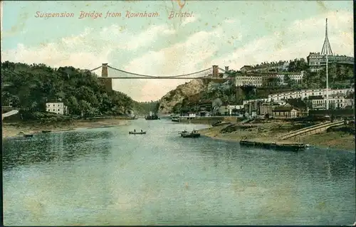 Postcard Bristol Suspension Brigde from Rownham 1909