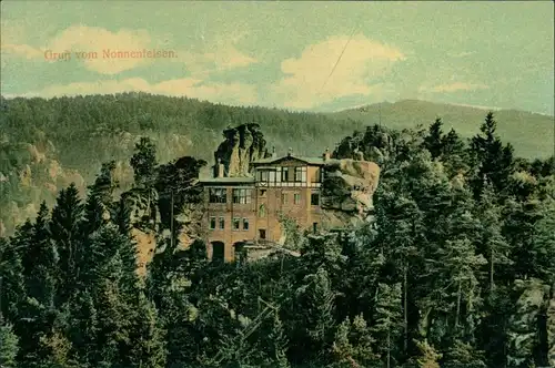 Ansichtskarte Jonsdorf Nonnenfelsen und Baude 1909 