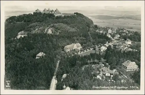 Ansichtskarte Augustusburg Erzgebirge Luftbild - Schlosswirtschaft 1934 