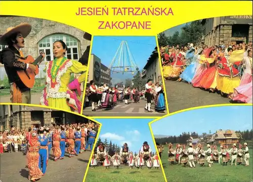 Postcard Zakopane Mehrbild: Trachten, Straße 1978