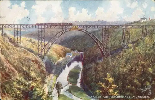 Remscheid Müngstener Brücke | Kaiser-Wilhelm-Brücke - Künstlerkarte 1907 