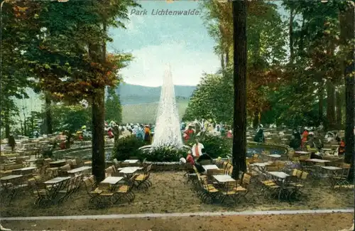 Ansichtskarte Lichtenwalde-Niederwiesa Restauration im Park 1911