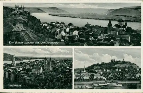 Remagen Panorama-Ansicht mit Apollinariskirche - Andernach - Linz 1932