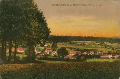 Schömberg (Schwarzwald) Panorama-Ansicht - Abendrot - Gemälde 1920
