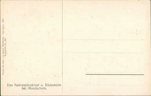 Rüdesheim (Rhein) National-Denkmal/Niederwalddenkmal bei Mondenschein 1910