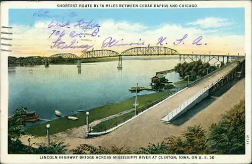 Postcard Jersey City Lincoln Highway Bridge 1937