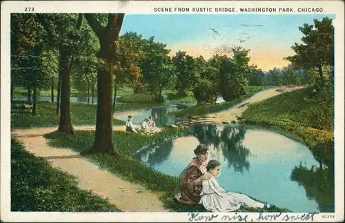 Chicago "The Windy City" Washington Park - Scene from Rustic 1928