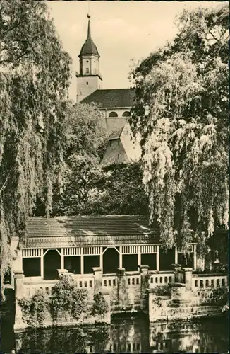 Ansichtskarte Bischofswerda Parie am Mühlteich mit Kirche 1963