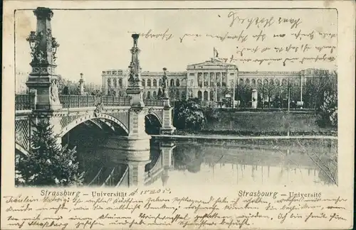CPA Straßburg Strasbourg Universität mit Brücke 1905