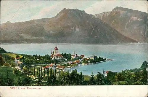 Ansichtskarte Spiez Panorama-Ansicht am Thunersee 1909