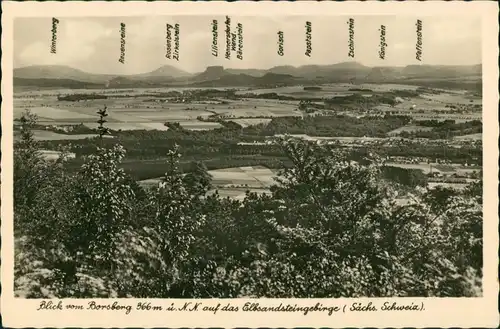 Schönfeld - Weißig-Dresden Borsberg - auf das Elbsandsteingebirge 1934