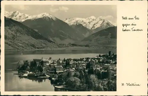 Ansichtskarte Zell am See Panorama-Ansicht mit Bergmassiv 1932