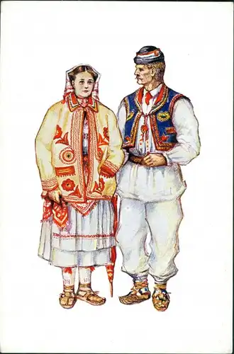 Gračani HRVATSKE NARODNE NOŠNJE/Kroatische Volkstrachten: Mann und Frau 1956