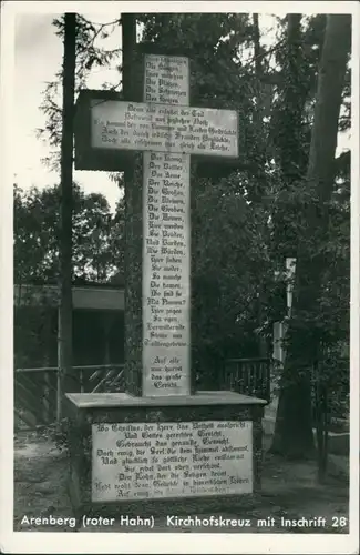 Ansichtskarte Arenberg-Koblenz Kirchhofskreuz mit Inschrift 1934