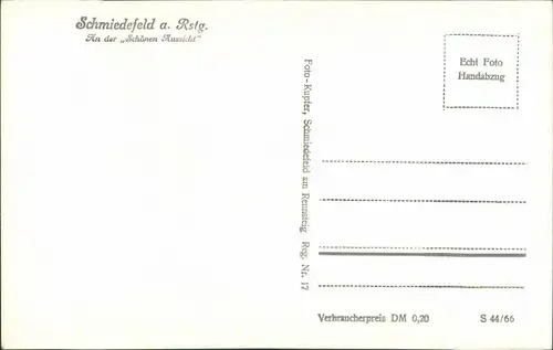 Ansichtskarte Schmiedefeld (Rennsteig) Panorama-Ansicht über Wiesen 1966