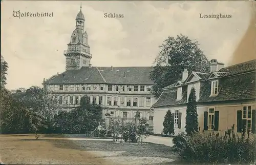 Ansichtskarte Wolfenbüttel Schloß mit Lessinghaus 1919