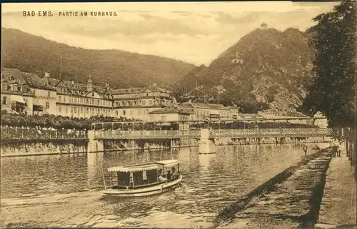 Ansichtskarte Bad Ems Partie am Kurhaus 1928