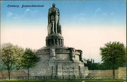 Ansichtskarte St. Pauli-Hamburg Bismarck-Denkmal 1914