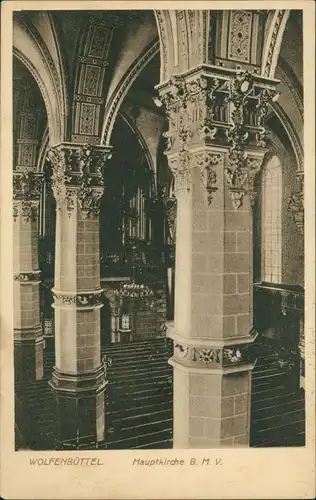 Ansichtskarte Wolfenbüttel Hauptkirche St. Marien - Innenansicht 1916