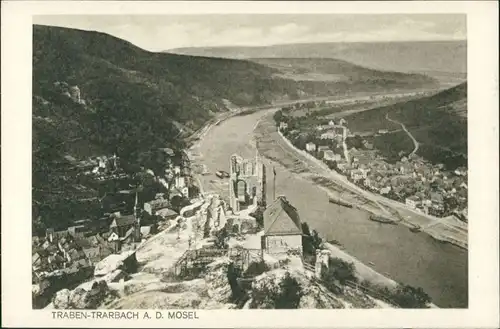 Ansichtskarte Traben-Trarbach Panorama-Ansicht mit Burgruine 1922