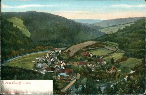 Ansichtskarte Treseburg Panorama-Ansicht - Gemälde 1909