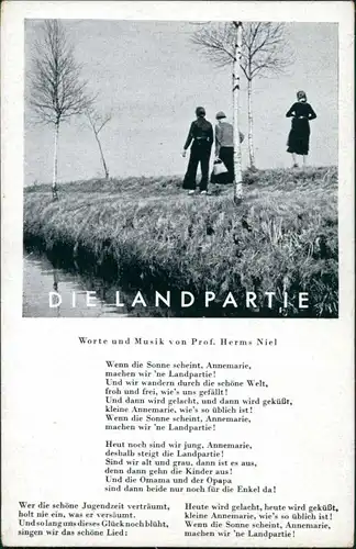 Ansichtskarte  Liedkarte: Wenn die Sonne scheint Annemarie Landpartie 1939