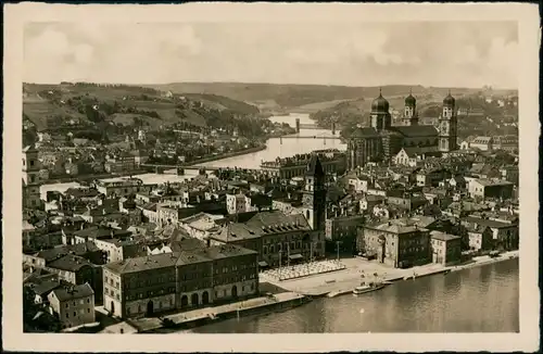 Ansichtskarte Passau Panorama-Ansichten mit Kirchen und Flussblick 1932 