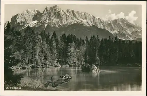 Ansichtskarte Grainau Badersee mit Felsmassiv 1932