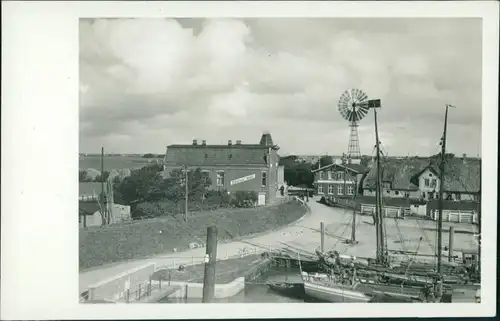 Ansichtskarte Amt Pellworm Hafen, Edlefsen Hotel - Windrad 1928 Privatfoto 