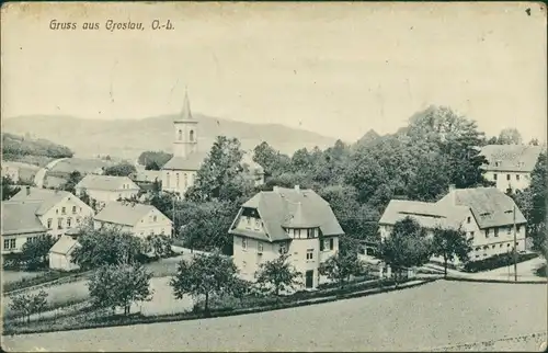 Ansichtskarte Crostau Chróstawa Stadtpartie 1917 