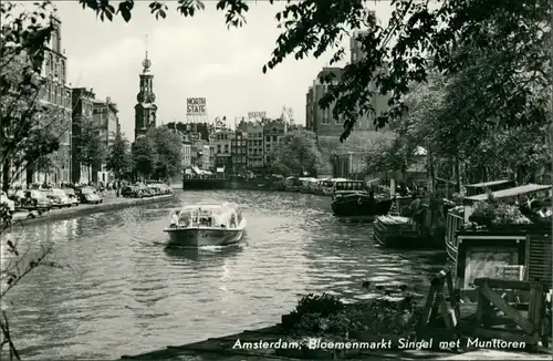 Amsterdam Amsterdam Singel met Munttoren en bloemenmarkt  Blumenmarkt 1960