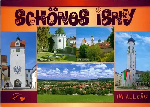 Ansichtskarte Isny Schönes Isny im Allgäu: Stadttürme, Wassertor 2000