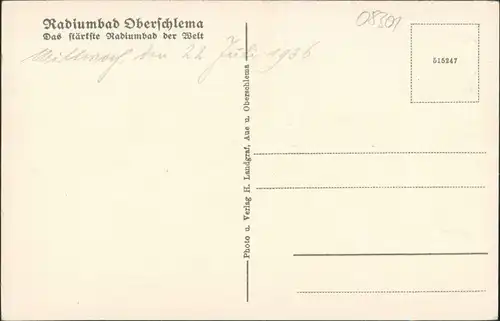 Ansichtskarte Oberschlema-Bad Schlema Radiumbad 1936