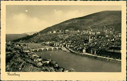 Ansichtskarte Heidelberg Panorama-Ansicht mit Brücke 1936