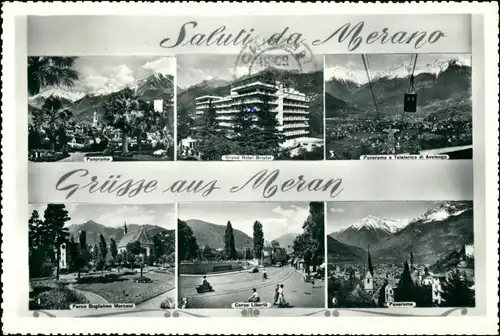 Meran Merano Panorama, Grand Hotel Bristol, Seilbahn, Corse Liberta 1957