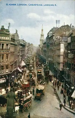 Postcard London Cheapside mit viel Verkehr 1914