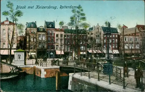 Postkaart Rotterdam Rotterdam Blaak met Kaizersburg 1909